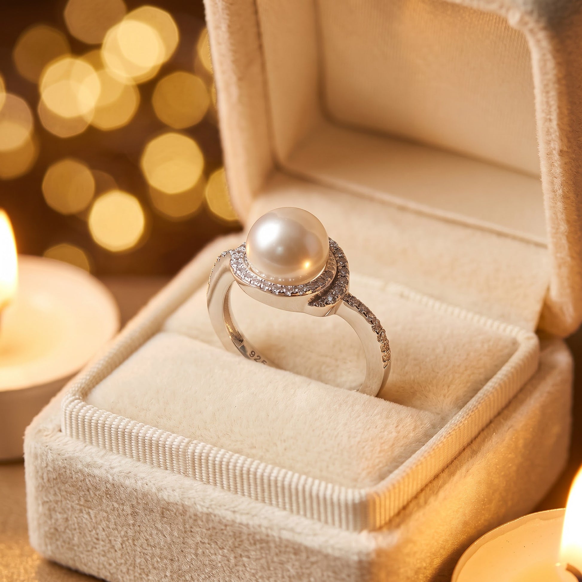 Sterling Silver Spiral Shell Pearl CZ Engagement Ring for Women, Cubic Zirconia, Promise Ring Gift view 3