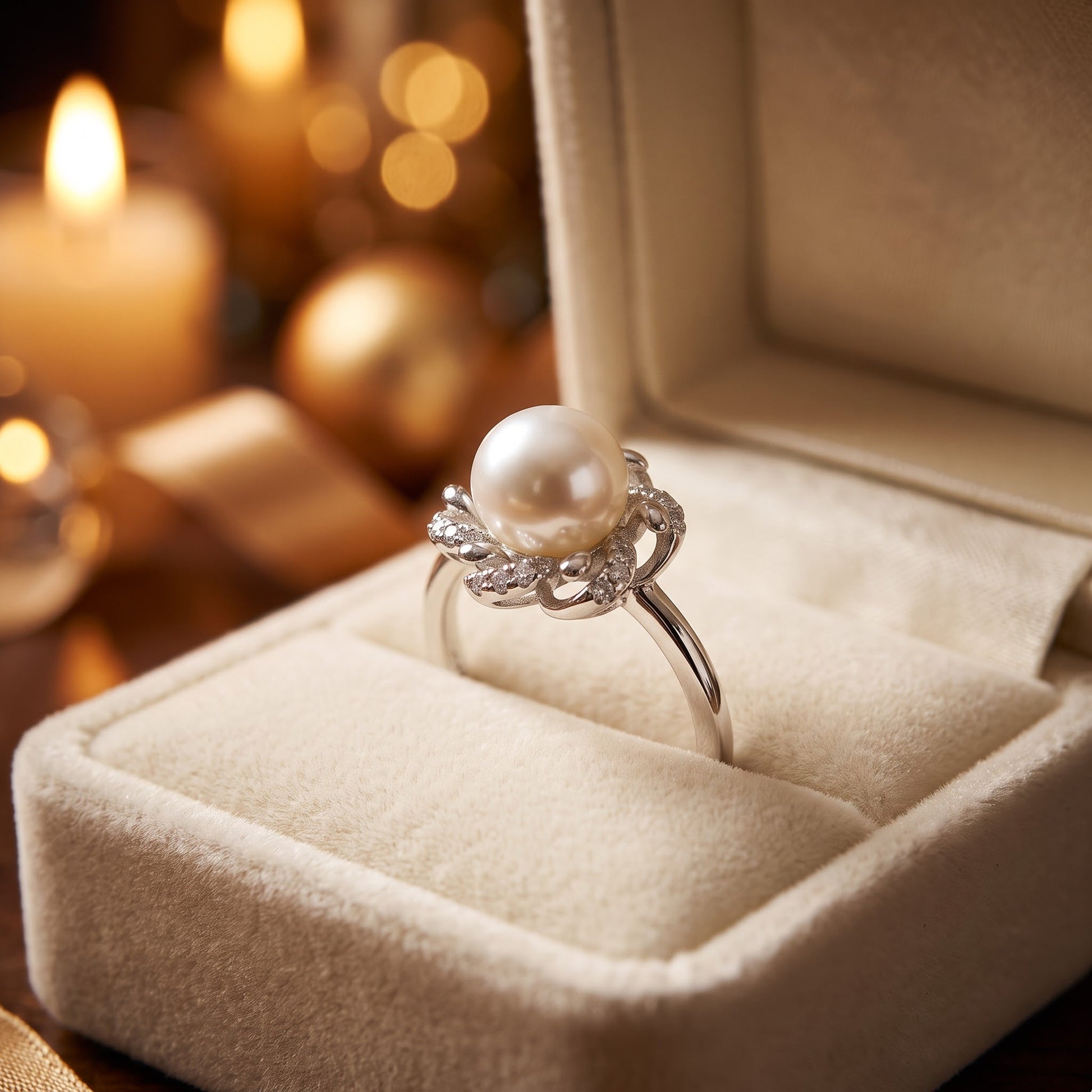 Sterling Silver Floral Shell Pearl CZ Engagement Ring for Women, Cubic Zirconia, Promise Ring Gift view 3