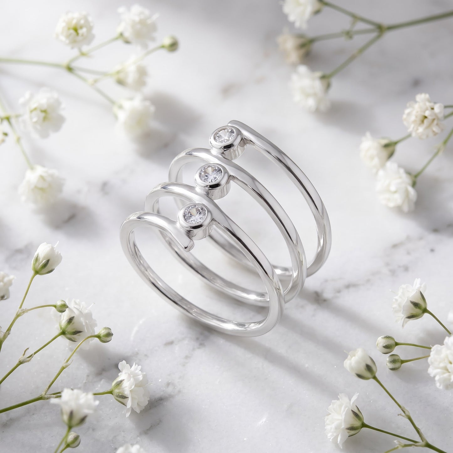 Sterling Silver Spiral CZ Ring for Women, Cubic Zirconia, Promise Ring Gift view 1