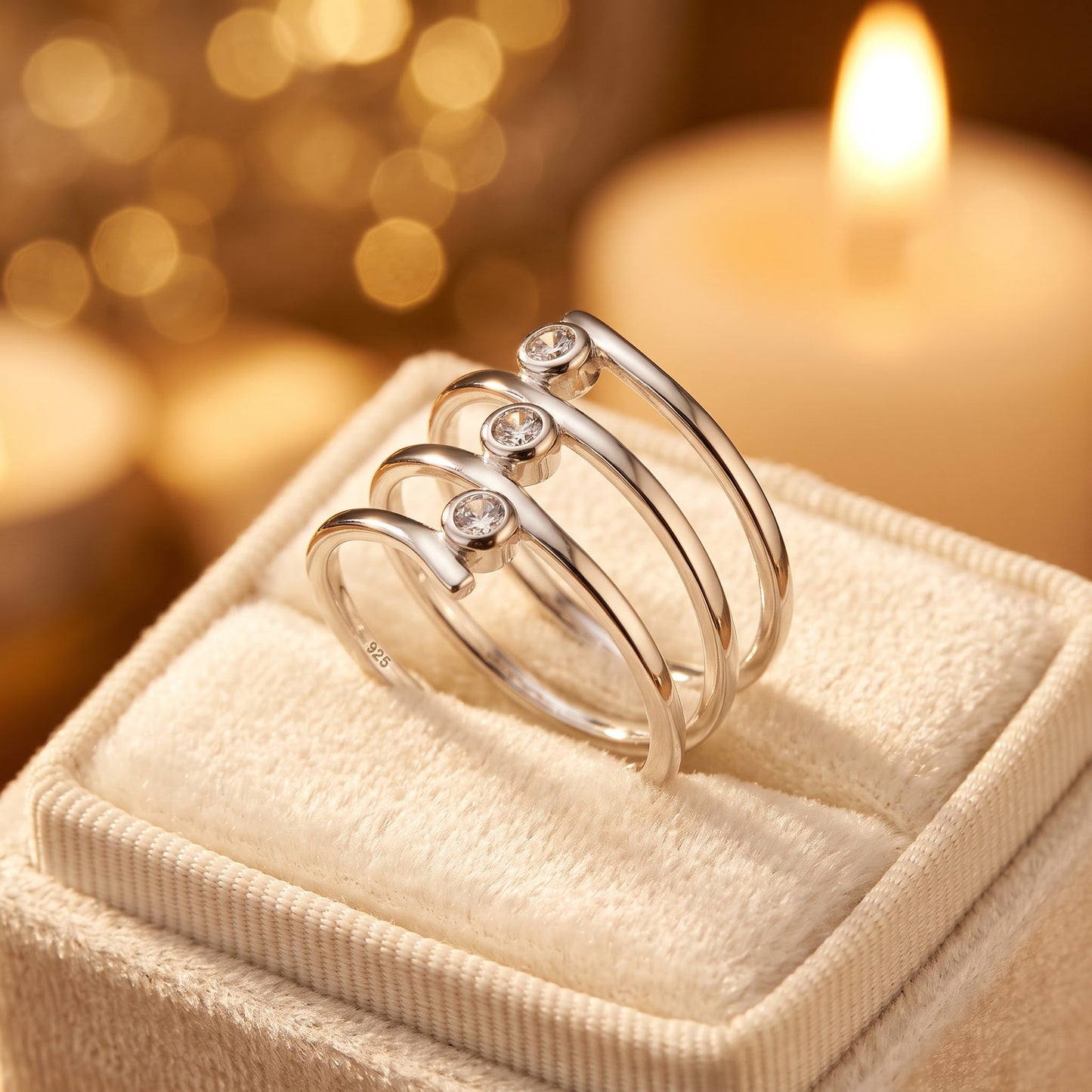 Sterling Silver Spiral CZ Ring for Women, Cubic Zirconia, Promise Ring Gift view 3