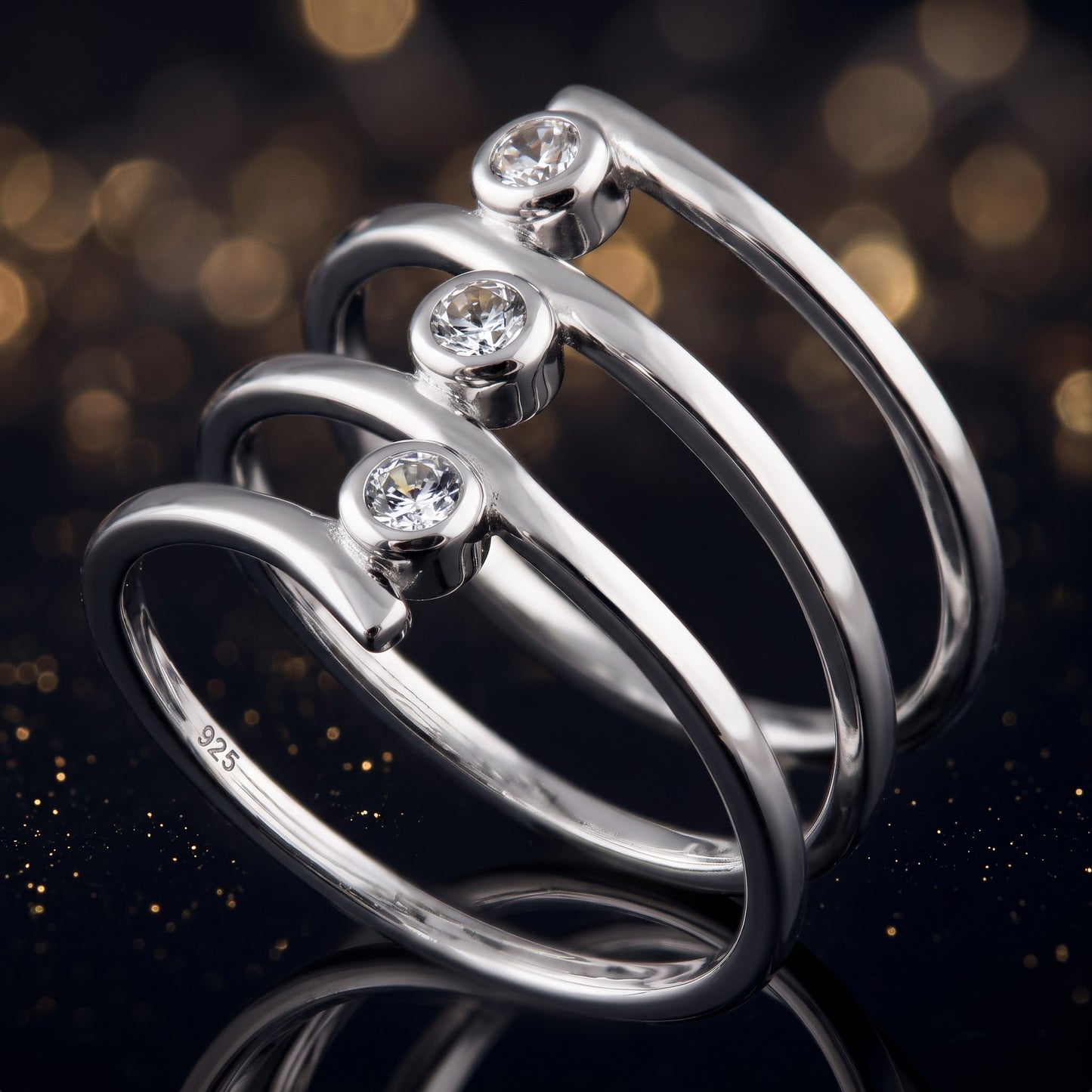 Sterling Silver Spiral CZ Ring for Women, Cubic Zirconia, Promise Ring Gift view 4