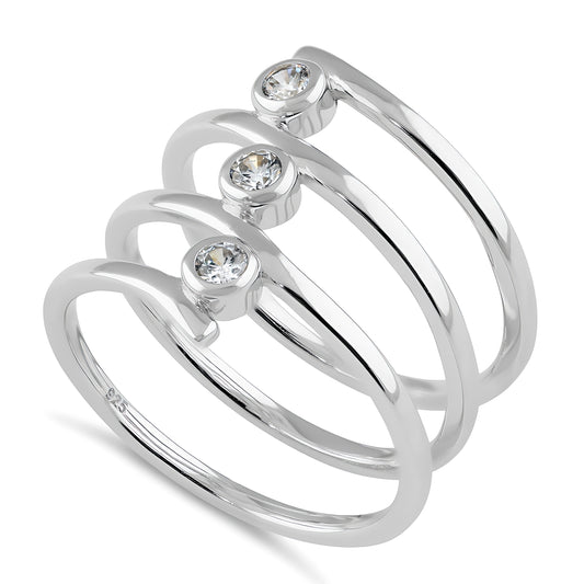 Sterling Silver Spiral CZ Ring for Women, Cubic Zirconia, Promise Ring Gift