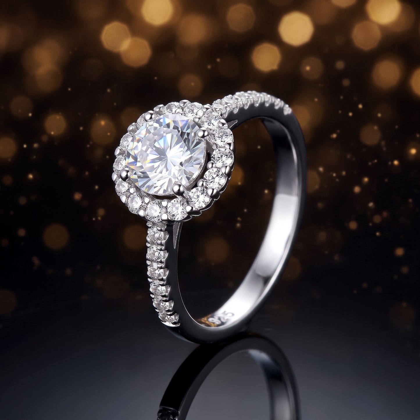 Sterling Silver Classic 6.5mm Round Halo CZ Ring for Women, Round Cubic Zirconia, Promise Ring Gift view 4