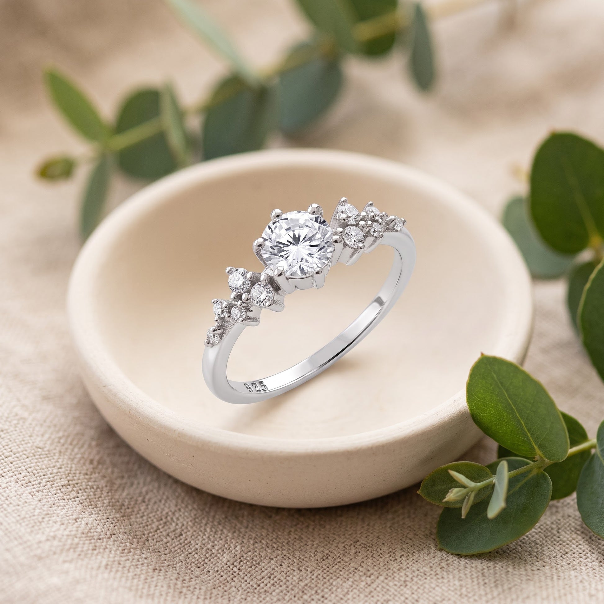 Sterling Silver 5.0mm Shimmer CZ Engagement Ring for Women, Cubic Zirconia, Promise Ring Gift view 2