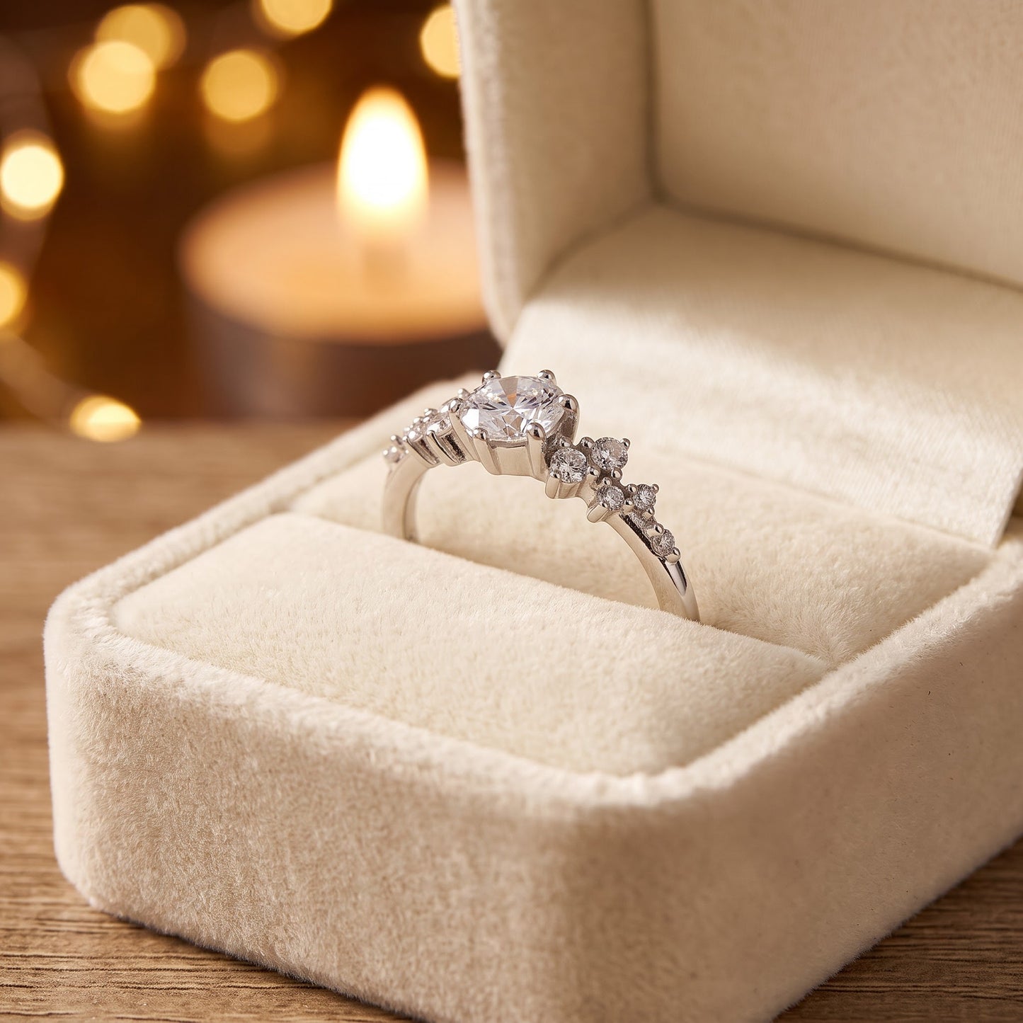Sterling Silver 5.0mm Shimmer CZ Engagement Ring for Women, Cubic Zirconia, Promise Ring Gift view 3
