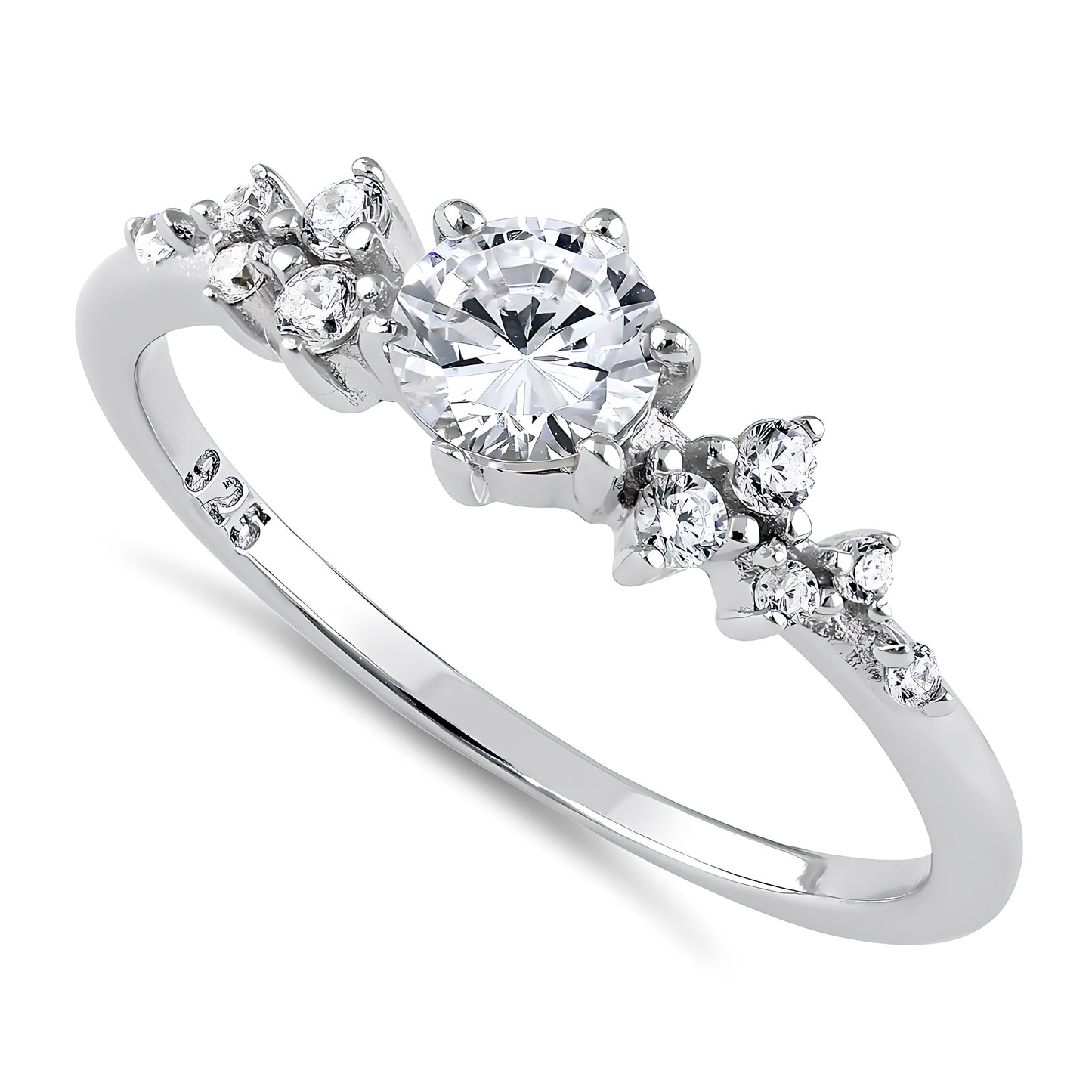 Sterling Silver 5.0mm Shimmer CZ Engagement Ring for Women, Cubic Zirconia, Promise Ring Gift