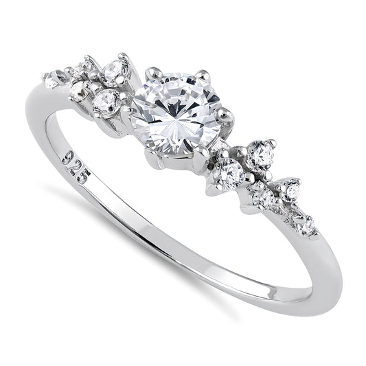 Sterling Silver 5.0mm Shimmer CZ Engagement Ring for Women, Cubic Zirconia, Promise Ring Gift