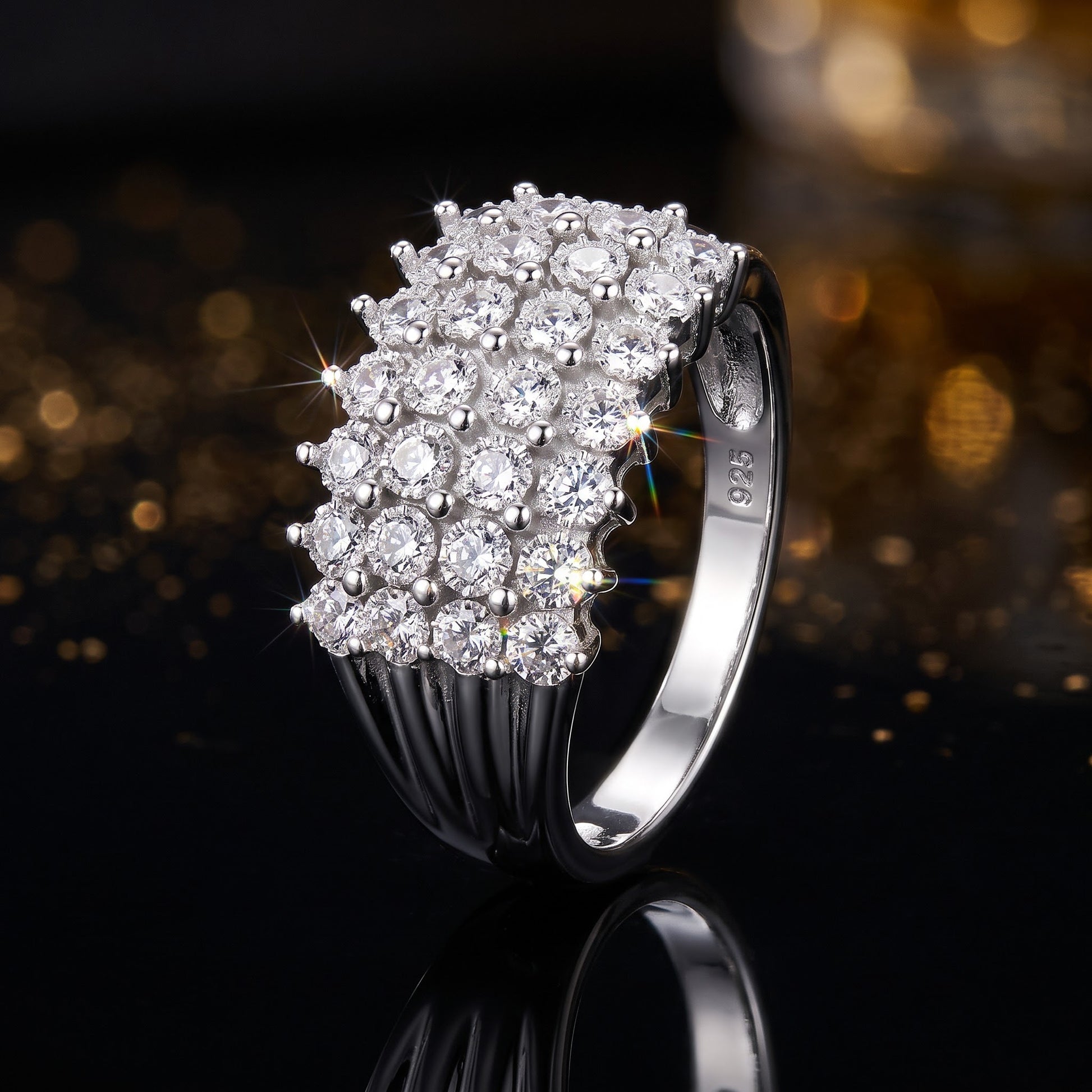 Sterling Silver 4 Row CZ Pave Ring for Women, Cubic Zirconia, Promise Ring Gift view 4