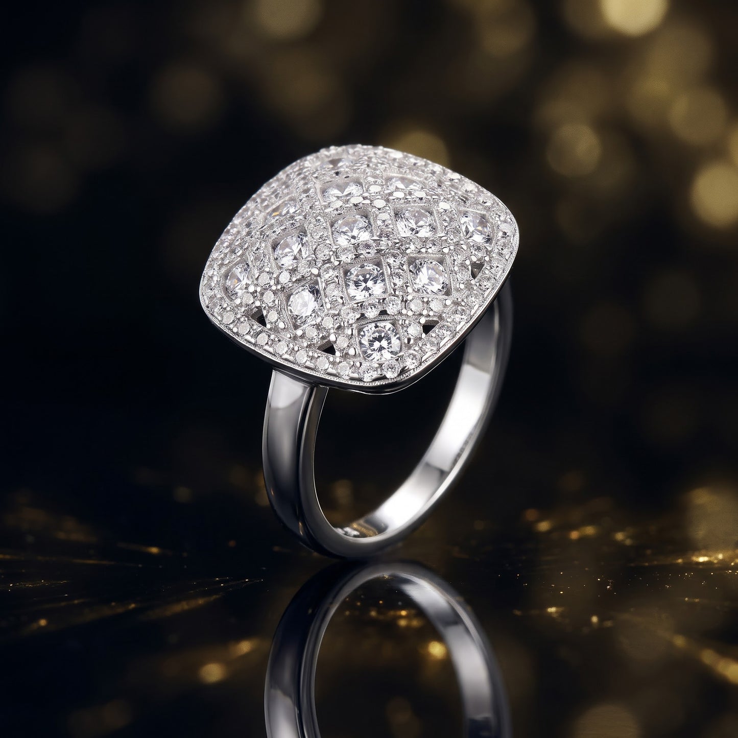 Sterling Silver 14.0mm Cushion CZ Cluster Ring for Women, Cushion Cubic Zirconia, Promise Ring Gift view 4