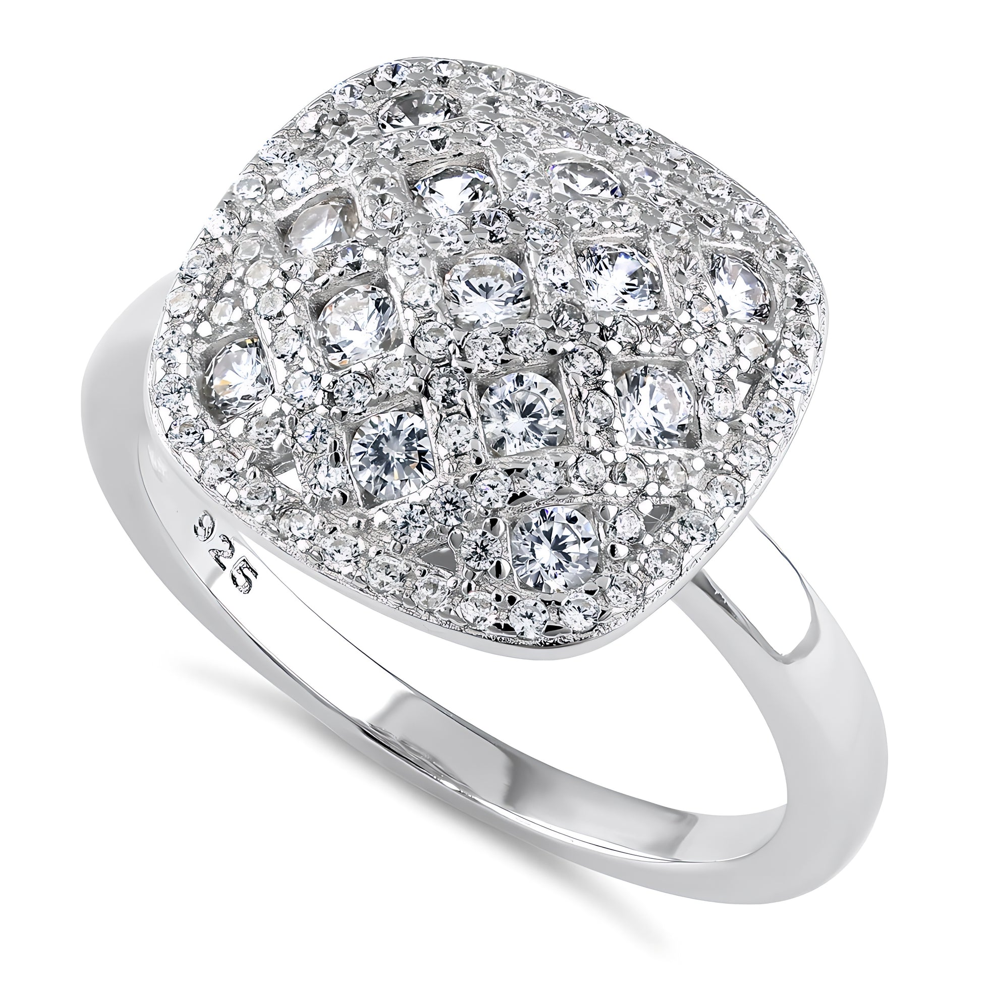 Sterling Silver 14.0mm Cushion CZ Cluster Ring for Women, Cushion Cubic Zirconia, Promise Ring Gift