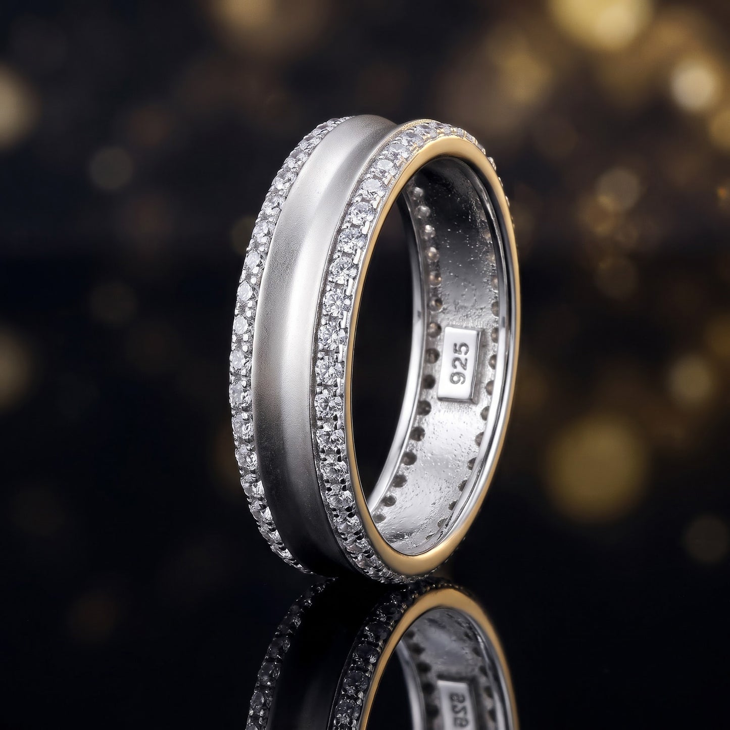Sterling Silver Matte Line CZ Wedding Band Ring for Women, Cubic Zirconia, Promise Ring Gift view 4