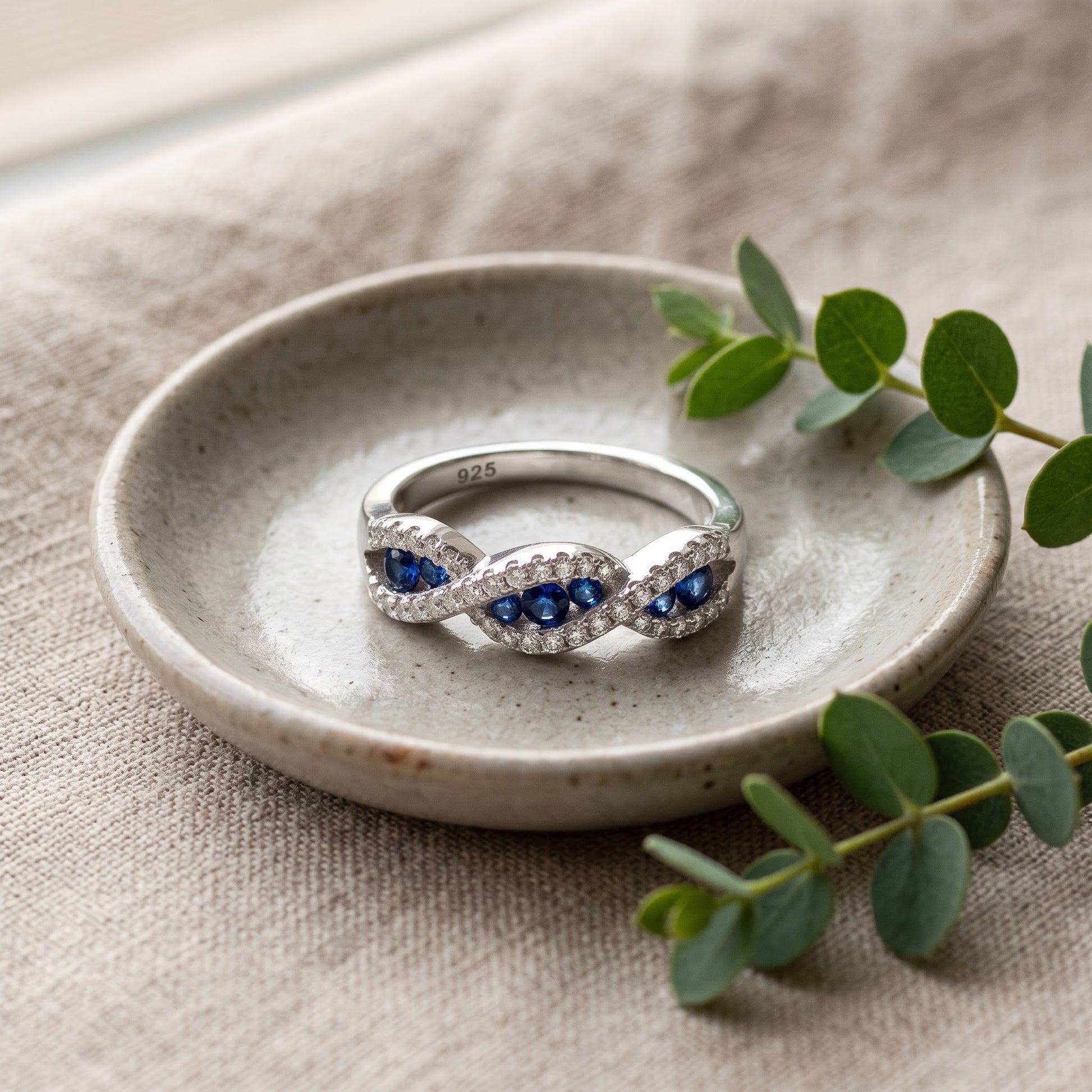 Sterling Silver Elegant Blue Wave CZ Ring for Women, Cubic Zirconia, Promise Ring Gift view 2
