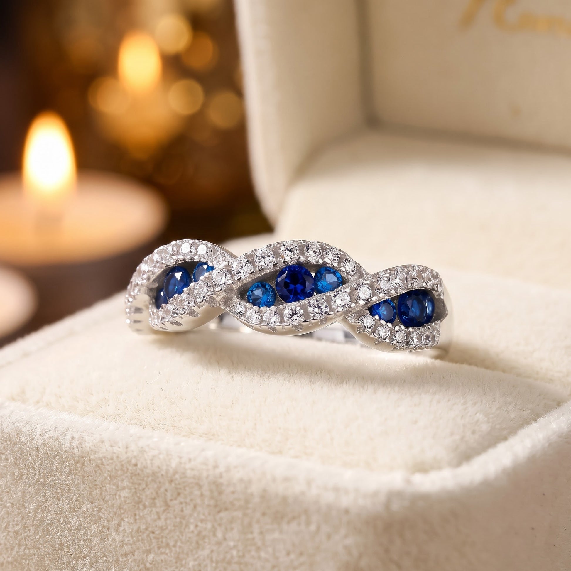 Sterling Silver Elegant Blue Wave CZ Ring for Women, Cubic Zirconia, Promise Ring Gift view 3