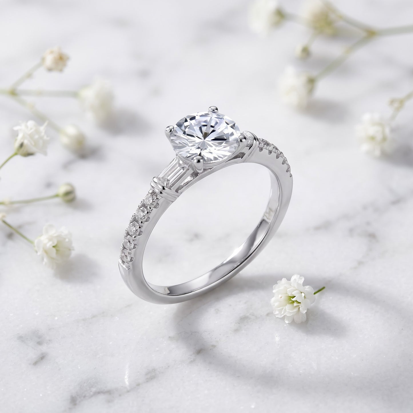 Sterling Silver Dazzling Solitaire Engagement CZ Ring for Women, Cubic Zirconia, Promise Ring Gift view 1