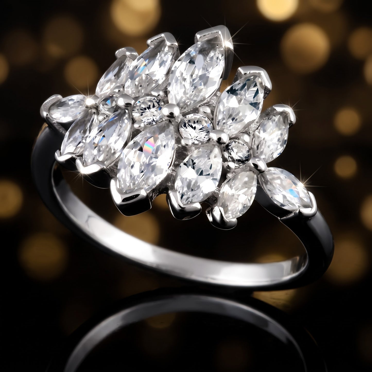 Sterling Silver Marquise Cluster CZ Ring for Women, Marquise Cubic Zirconia, Promise Ring Gift view 4