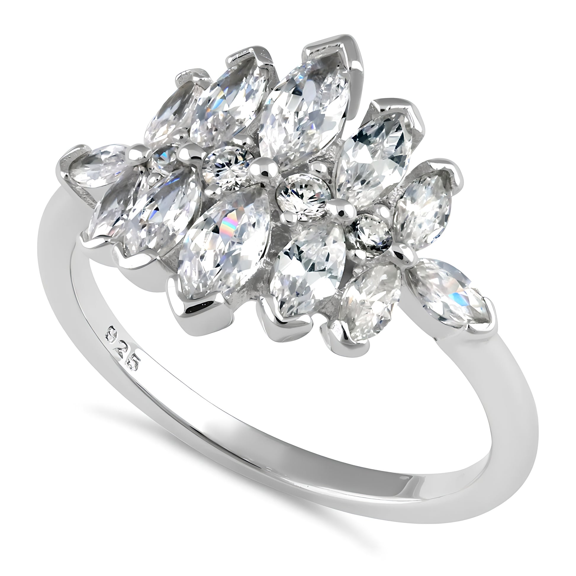 Sterling Silver Marquise Cluster CZ Ring for Women, Marquise Cubic Zirconia, Promise Ring Gift