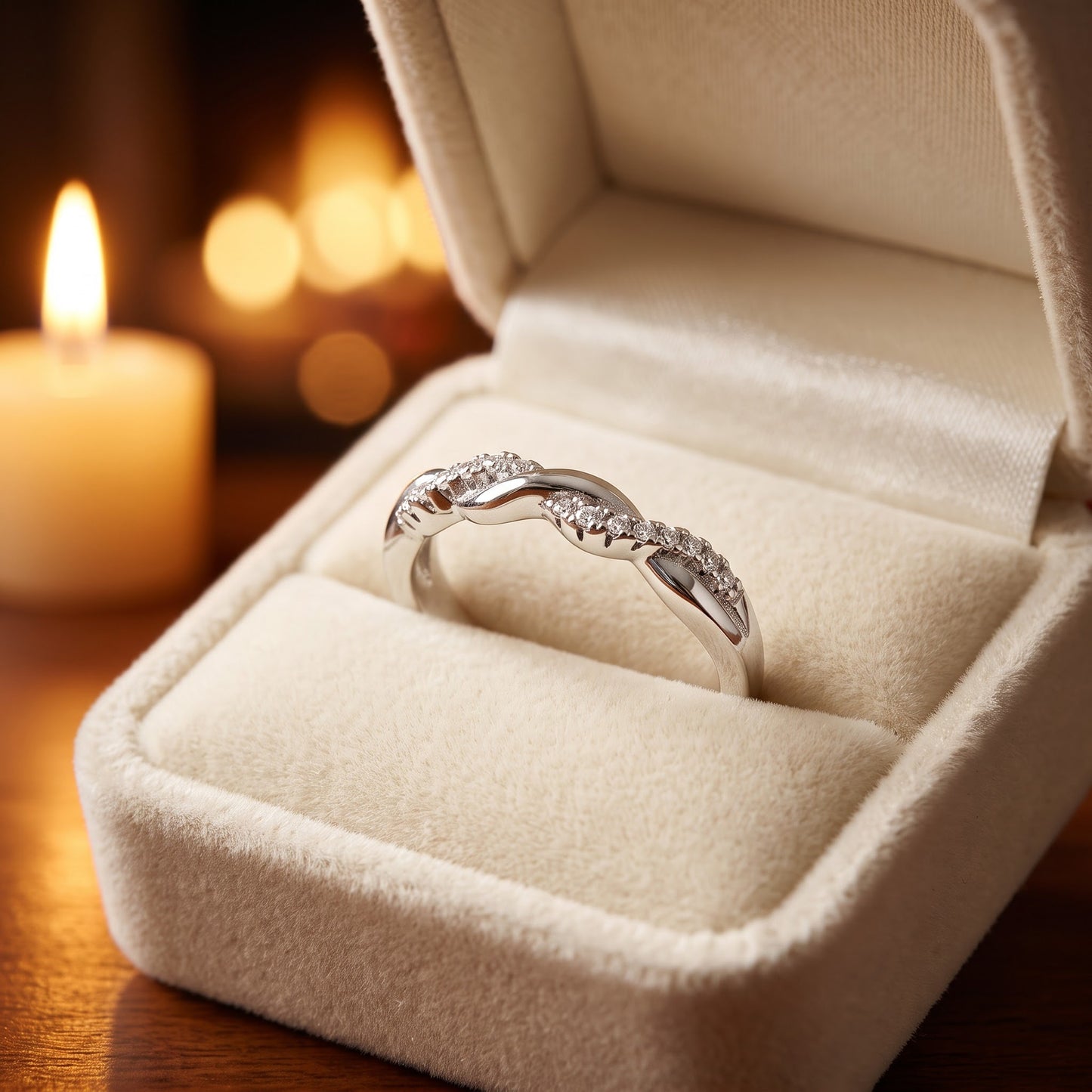 Sterling Silver Braided CZ Ring for Women, Cubic Zirconia, Promise Ring Gift view 3