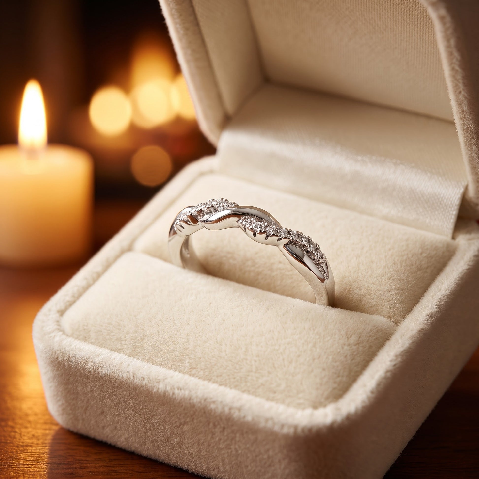 Sterling Silver Braided CZ Ring for Women, Cubic Zirconia, Promise Ring Gift view 3