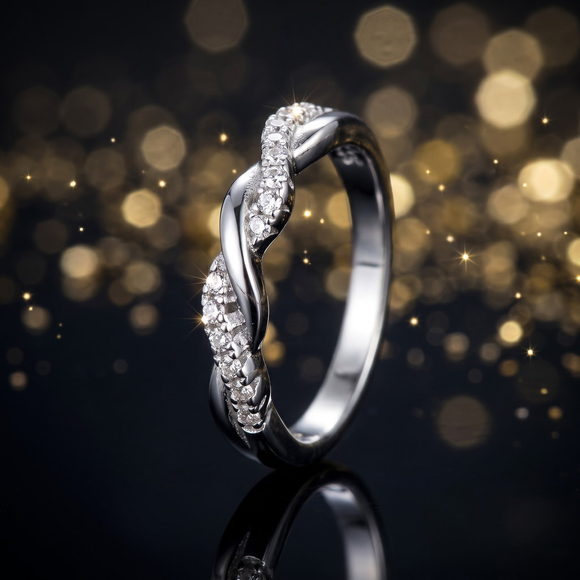 Sterling Silver Braided CZ Ring for Women, Cubic Zirconia, Promise Ring Gift view 4