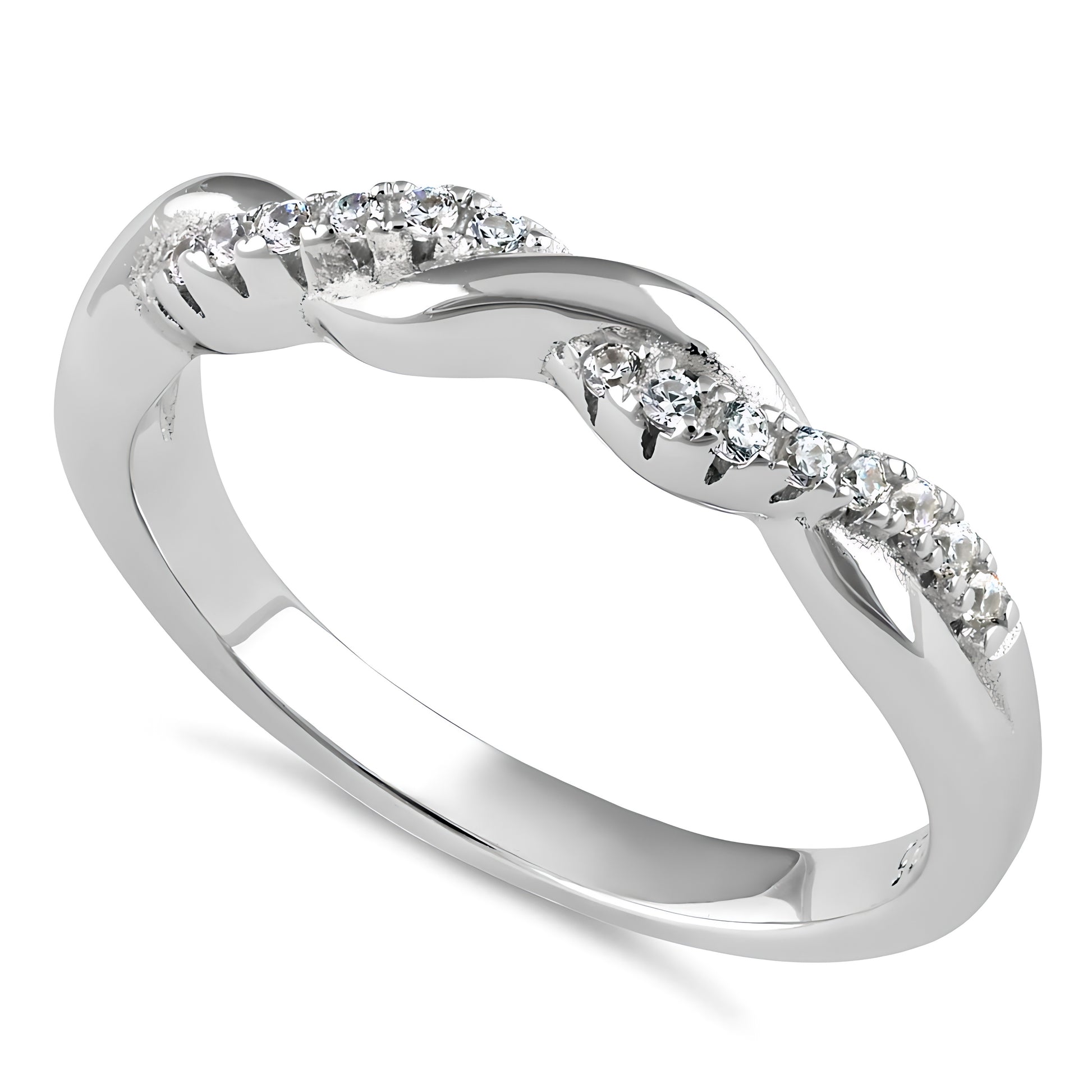Sterling Silver Braided CZ Ring for Women, Cubic Zirconia, Promise Ring Gift