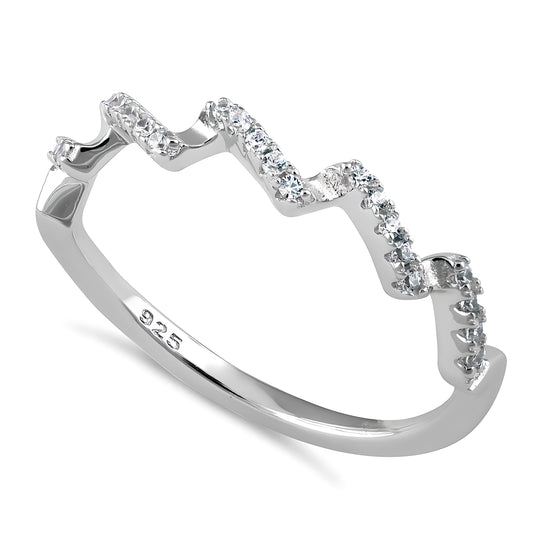 Sterling Silver Zig Zag CZ Ring for Women, Cubic Zirconia, Promise Ring Gift
