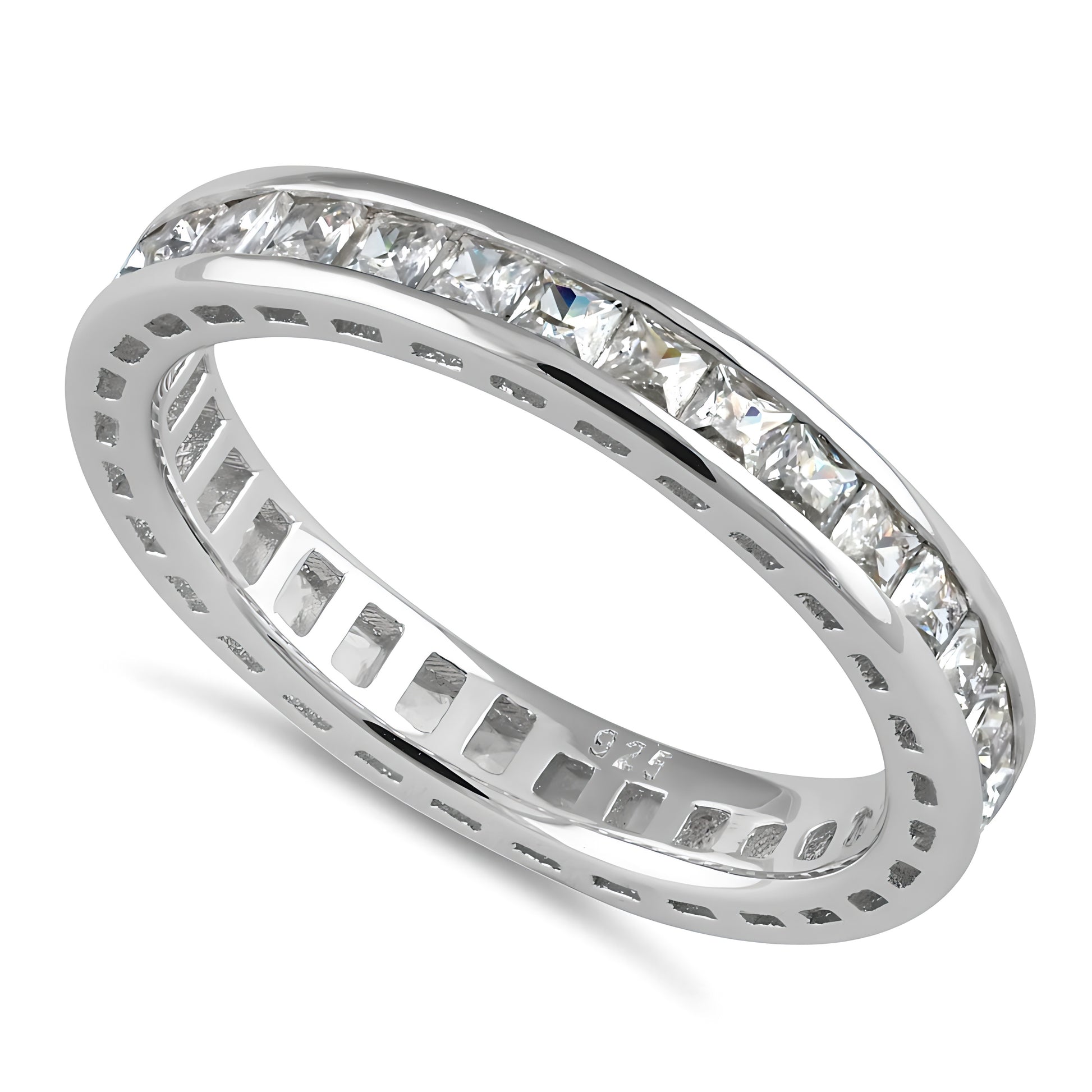 Sterling Silver Princess Cut CZ Eternity Ring for Women, Princess Cubic Zirconia, Promise Ring Gift