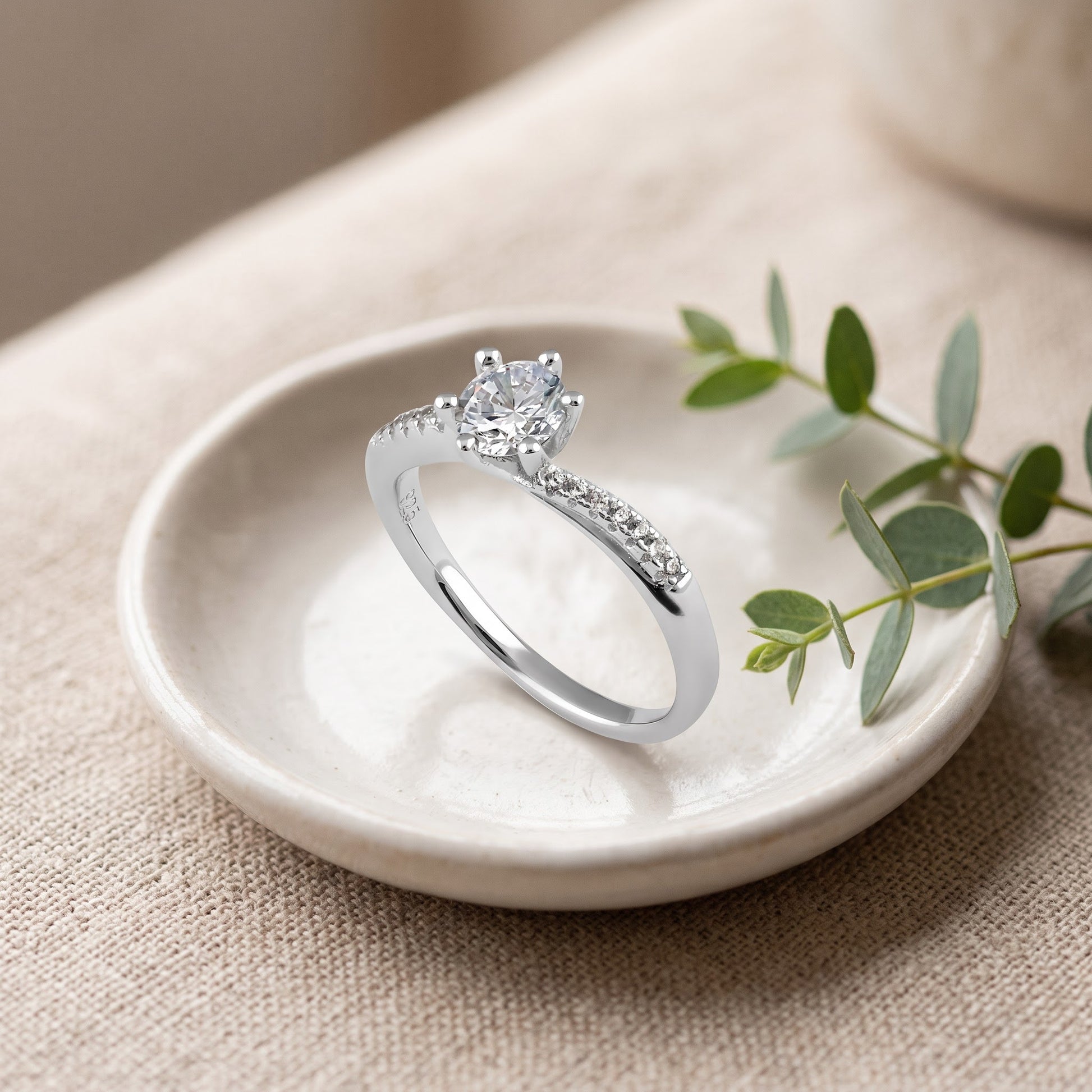 Sterling Silver 5.0mm CZ Dainty Engagement Ring for Women, Cubic Zirconia, Promise Ring Gift view 2