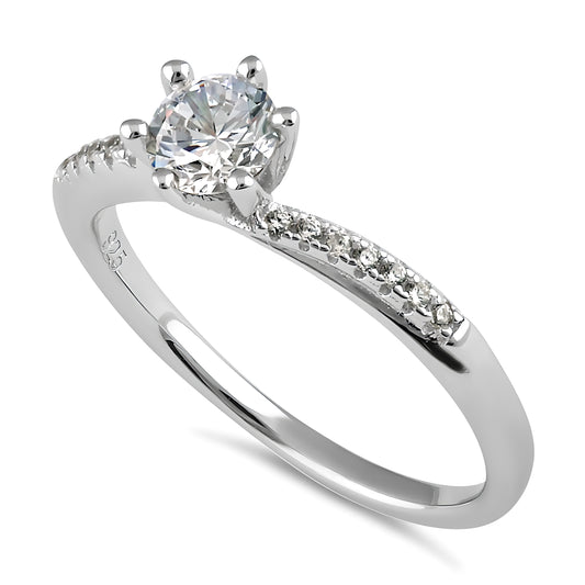 Sterling Silver 5.0mm CZ Dainty Engagement Ring for Women, Cubic Zirconia, Promise Ring Gift