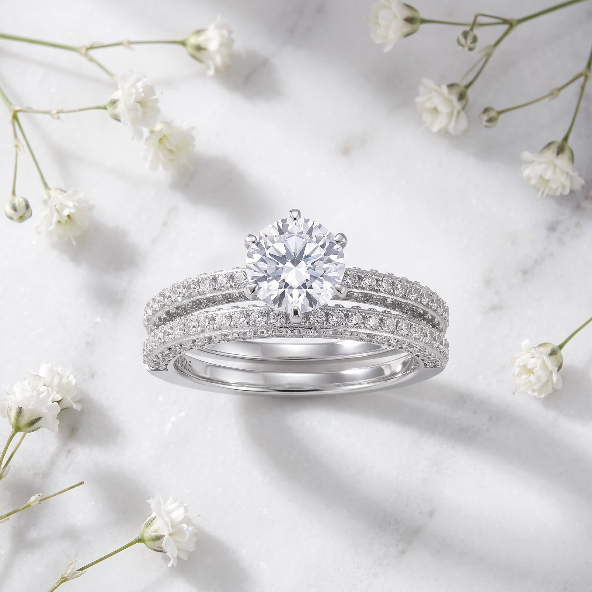 Sterling Silver Round 6.5mm CZ Solitaire Engagement Ring for Women, Round Cubic Zirconia, Promise Ring Gift view 1