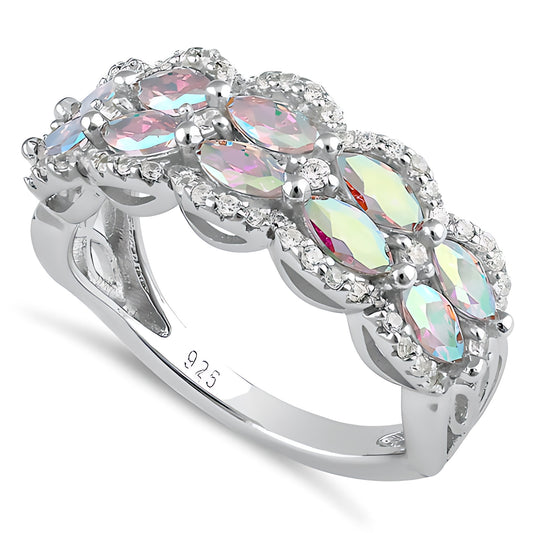 Sterling Silver Marquise Iridescent Rainbow CZ Ring for Women, Marquise Cubic Zirconia, Promise Ring Gift