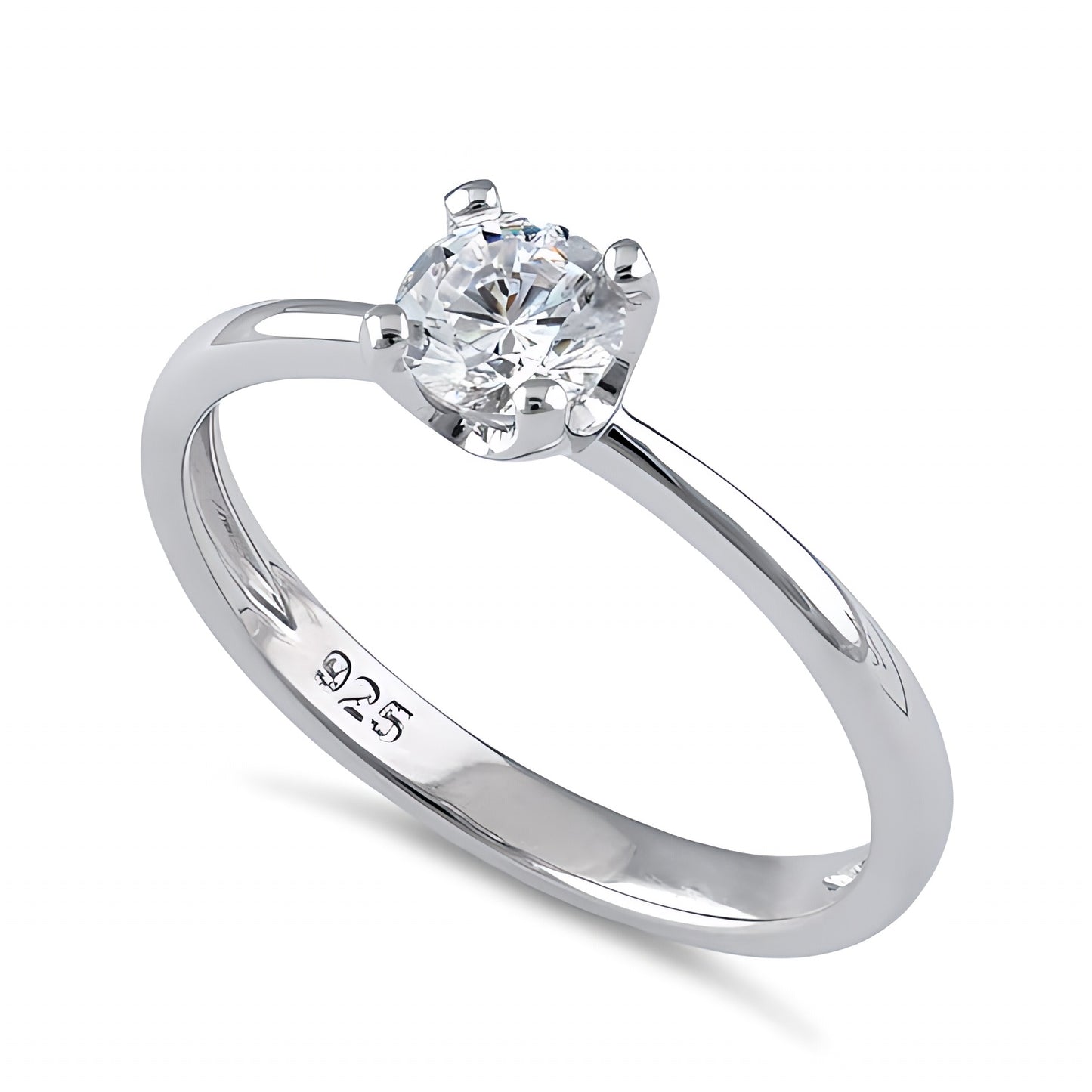 Sterling Silver 5mm Round Cut CZ Ring for Women, Round Cubic Zirconia, Promise Ring Gift