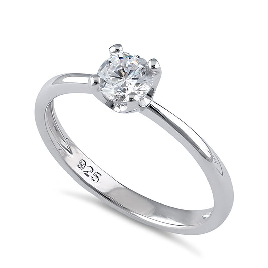 Sterling Silver 5mm Round Cut CZ Ring for Women, Round Cubic Zirconia, Promise Ring Gift