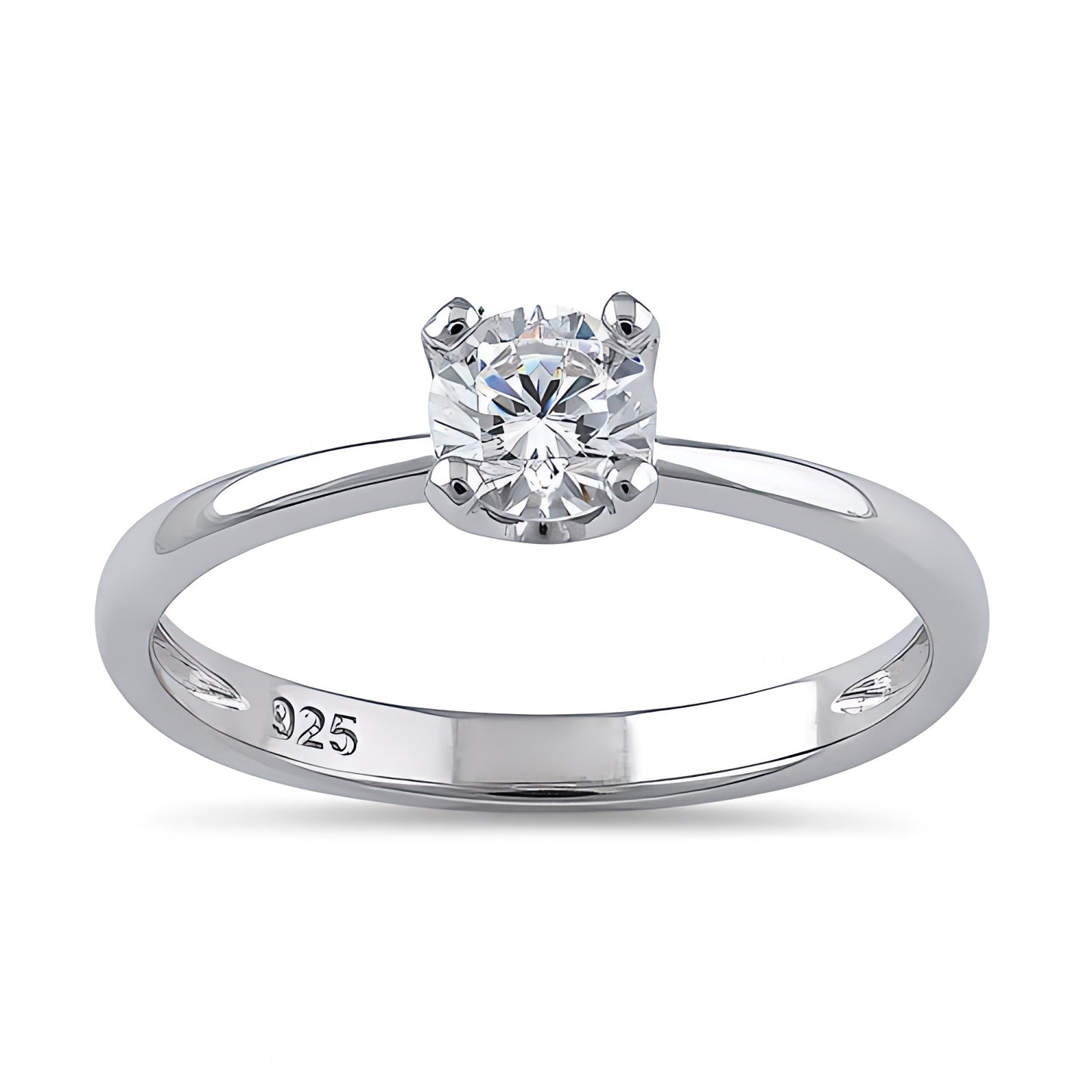 Sterling Silver 5mm Round Cut CZ Ring for Women, Round Cubic Zirconia, Promise Ring Gift view 2