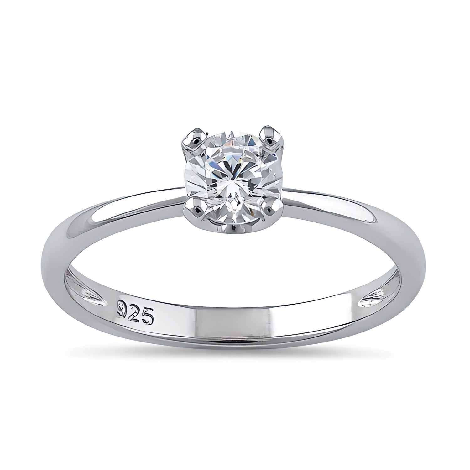 Sterling Silver 5mm Round Cut CZ Ring for Women, Round Cubic Zirconia, Promise Ring Gift view 2