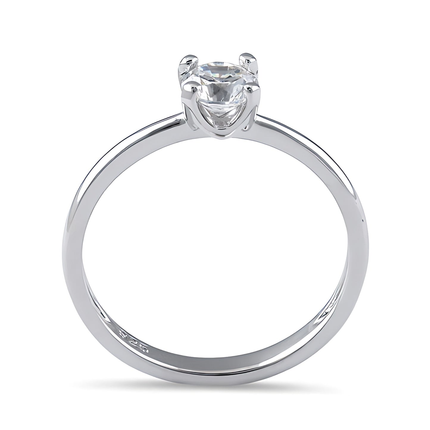 Sterling Silver 5mm Round Cut CZ Ring for Women, Round Cubic Zirconia, Promise Ring Gift view 3