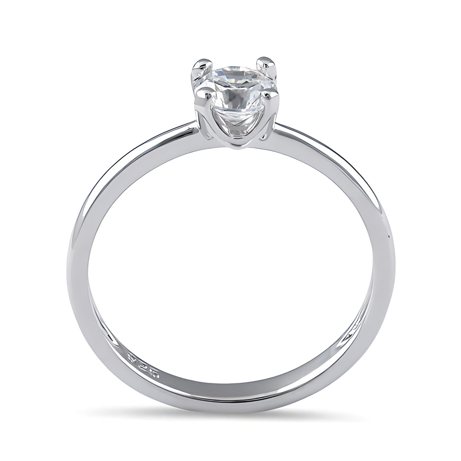 Sterling Silver 5mm Round Cut CZ Ring for Women, Round Cubic Zirconia, Promise Ring Gift view 3