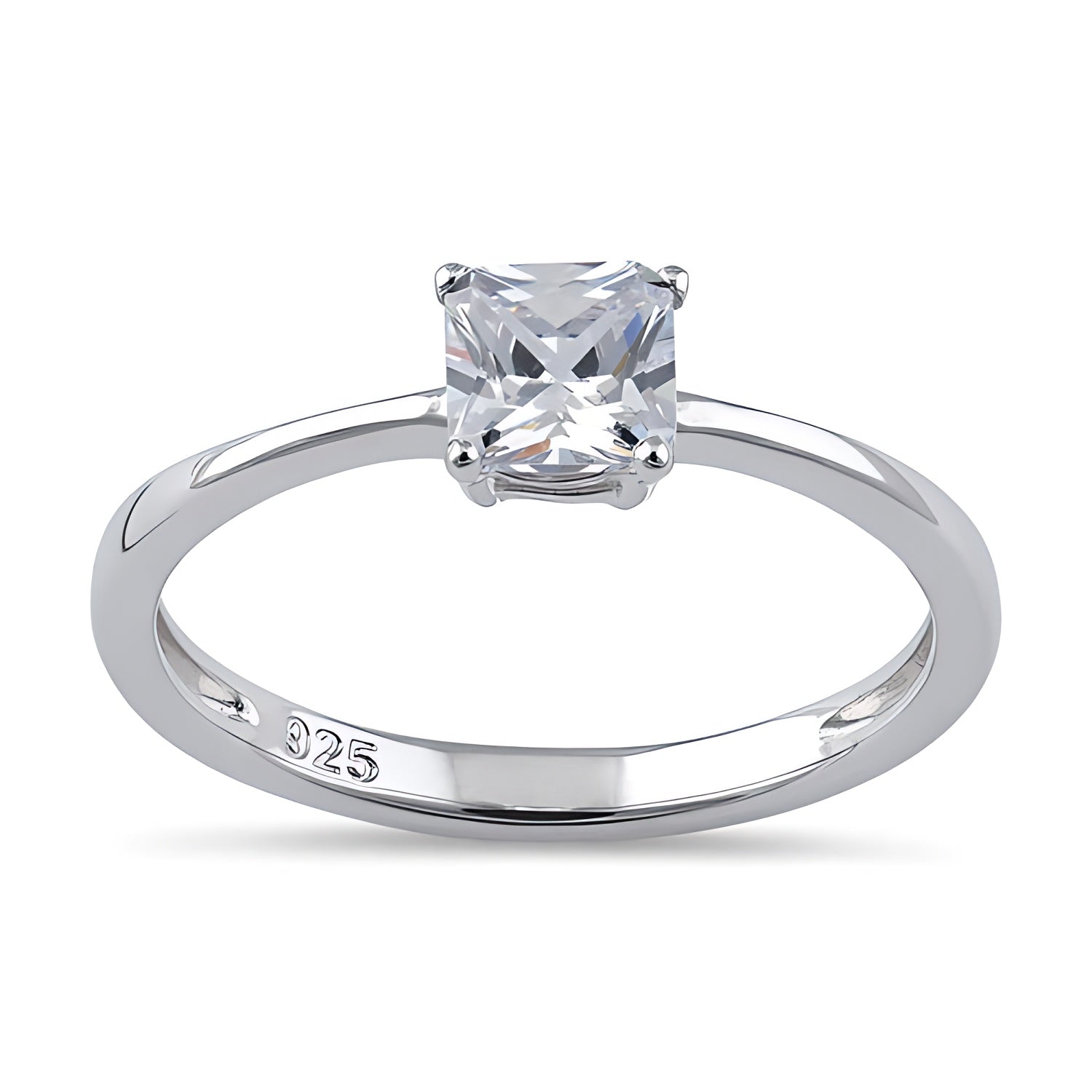 Sterling Silver 5X5mm Octagon Step Cut CZ Ring for Women, Cubic Zirconia, Promise Ring Gift view 2