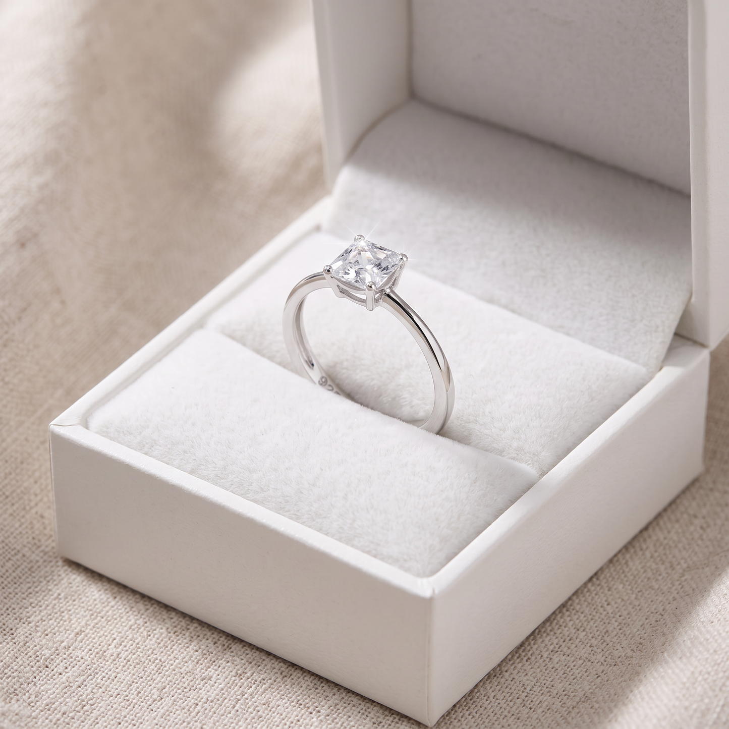 Sterling Silver 5X5mm Octagon Step Cut CZ Ring in a white gift box, 5x5mm octagon step cut cz gift for her