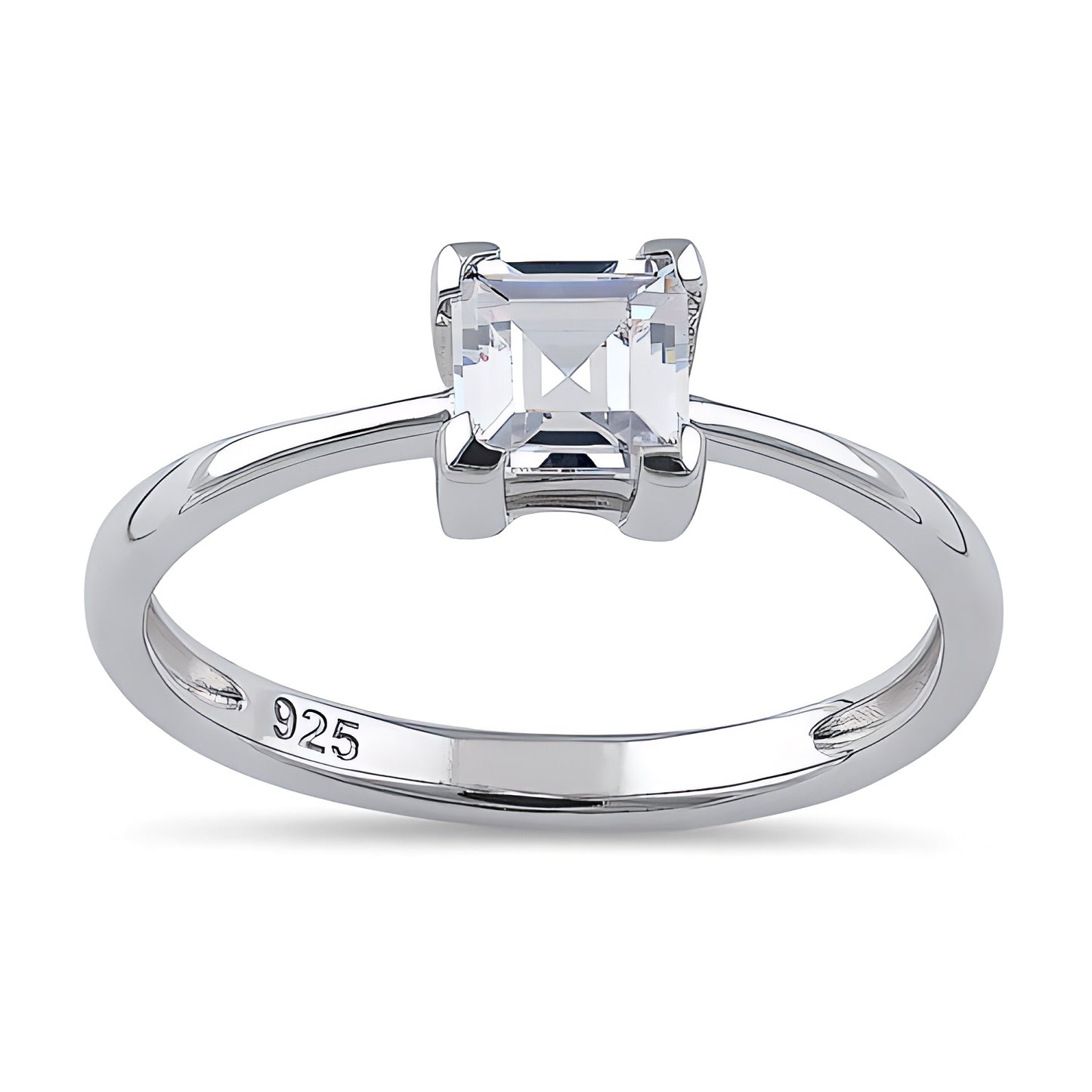 Sterling Silver 5mm Square Step Cut CZ Ring for Women, Square Cubic Zirconia, Promise Ring Gift view 2
