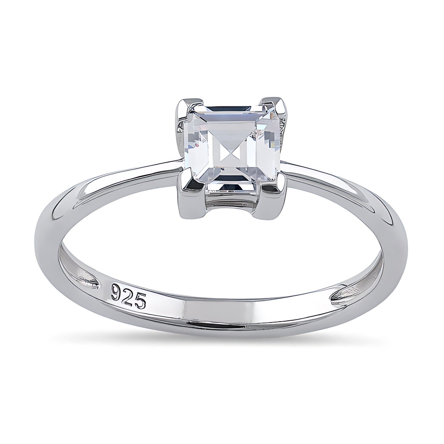 Sterling Silver 5mm Square Step Cut CZ Ring for Women, Square Cubic Zirconia, Promise Ring Gift view 2