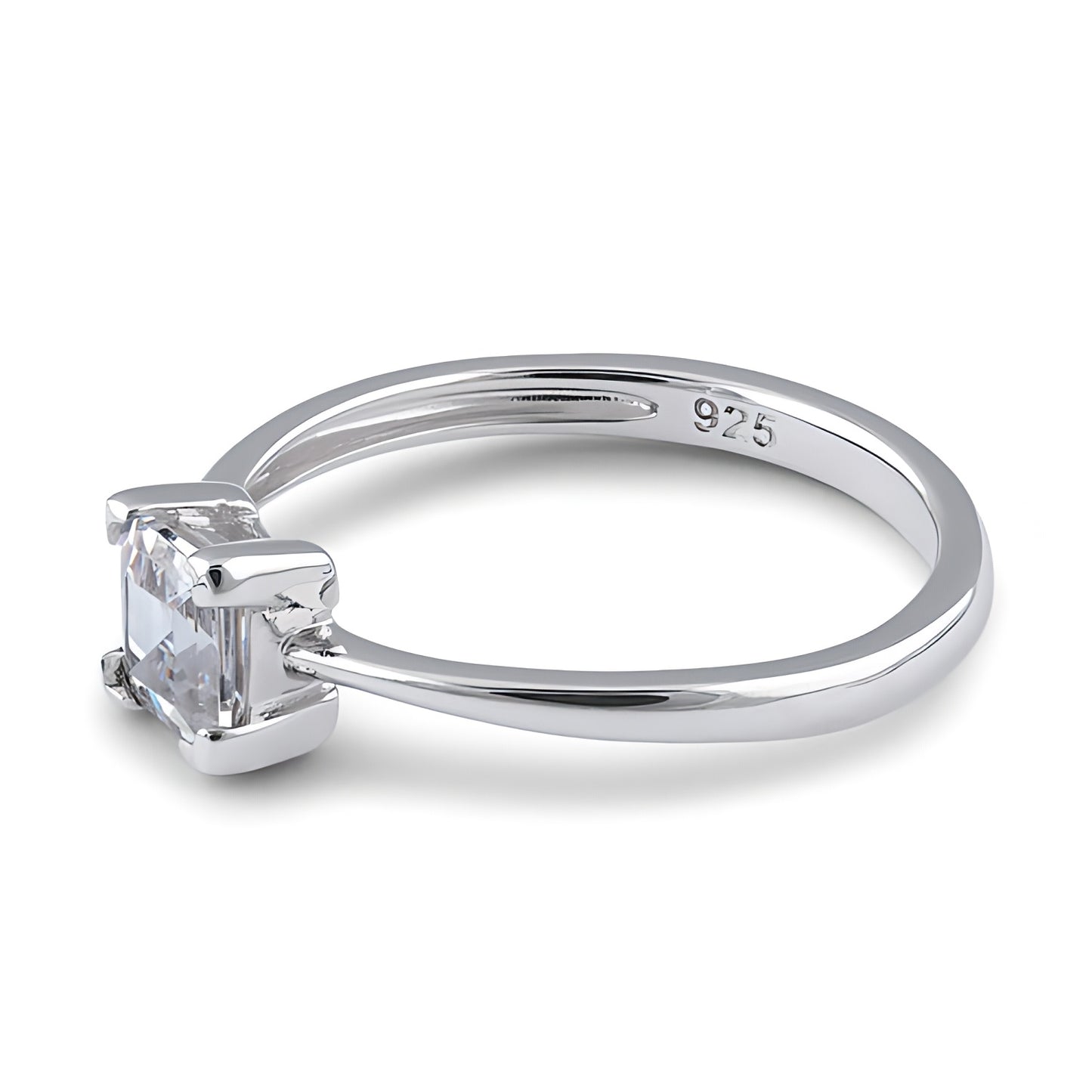 Sterling Silver 5mm Square Step Cut CZ Ring for Women, Square Cubic Zirconia, Promise Ring Gift view 4