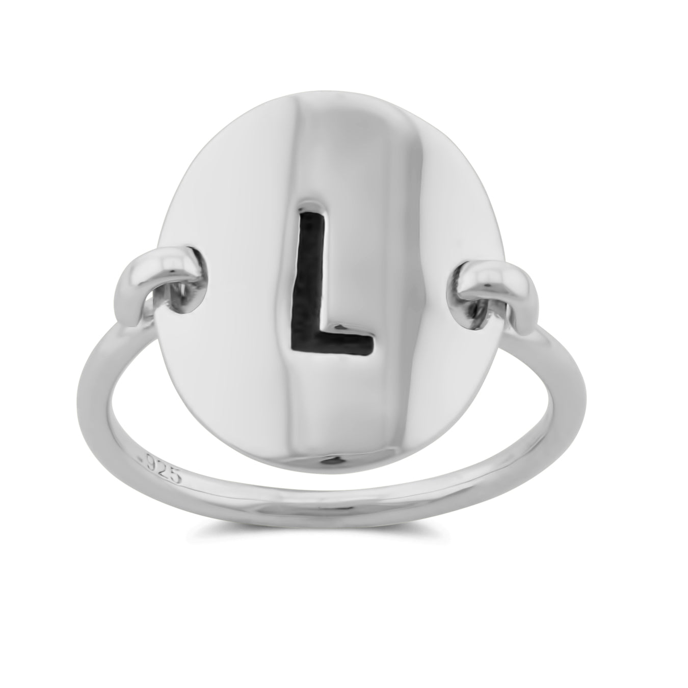Sterling Silver Oval Initial L Ring | SilverCloseOut