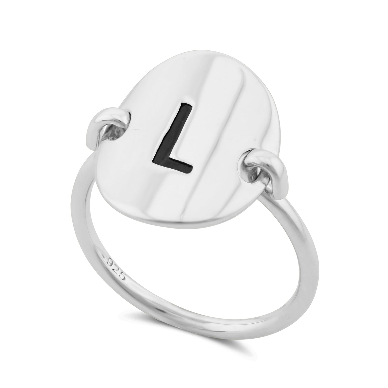 Sterling Silver Oval Initial L Ring | SilverCloseOut