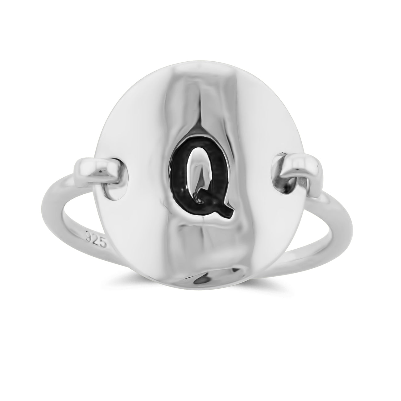 Sterling Silver Oval Initial Q Ring | SilverCloseOut