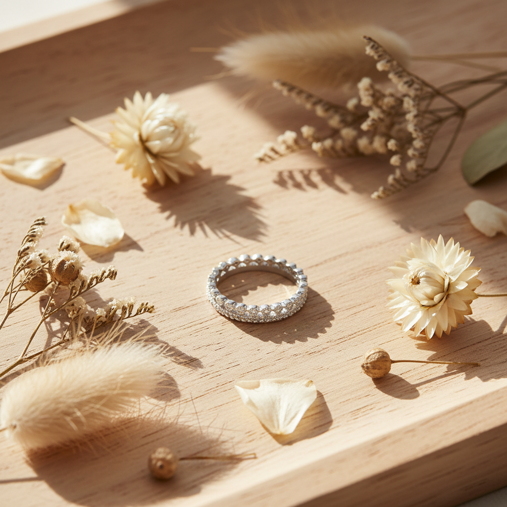 White Gold Over Sterling Silver Women's Thin Double Row Cz Eternity Band