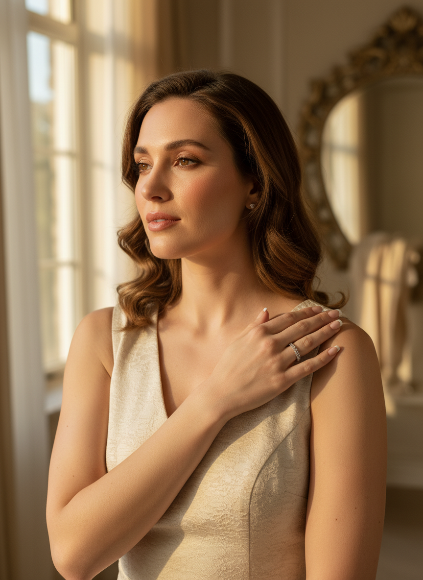 White Gold Over Sterling Silver Women's Thin Double Row Cz Eternity Band