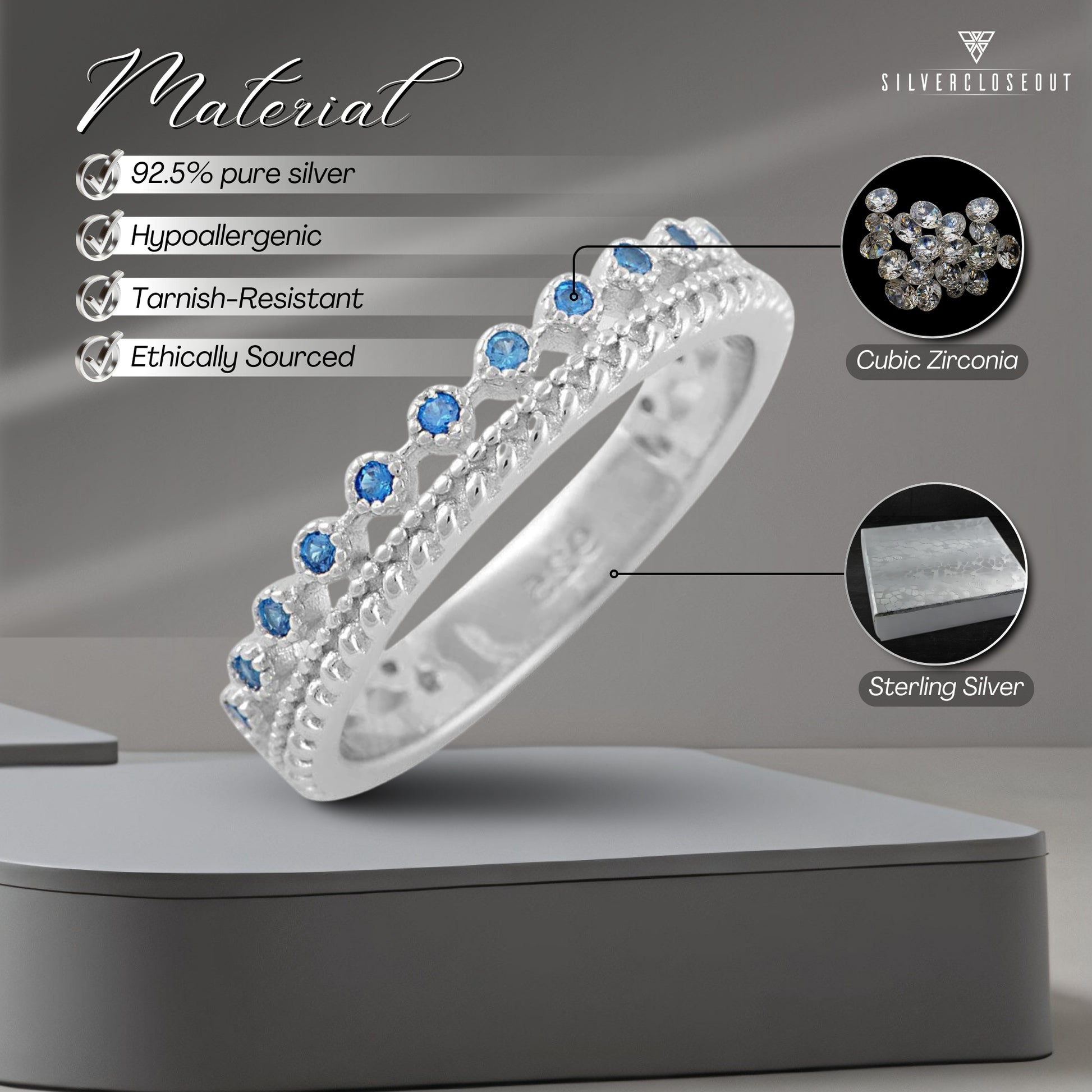 White Gold over Sterling Silver Women's Thin Double Row CZ Eternity Band