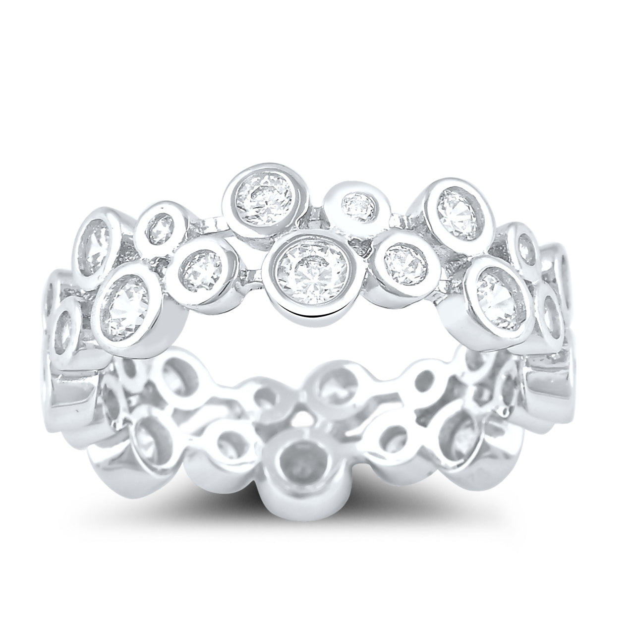 Sterling Silver CZ Double Zig Zag Eternity Ring | SilverCloseOut