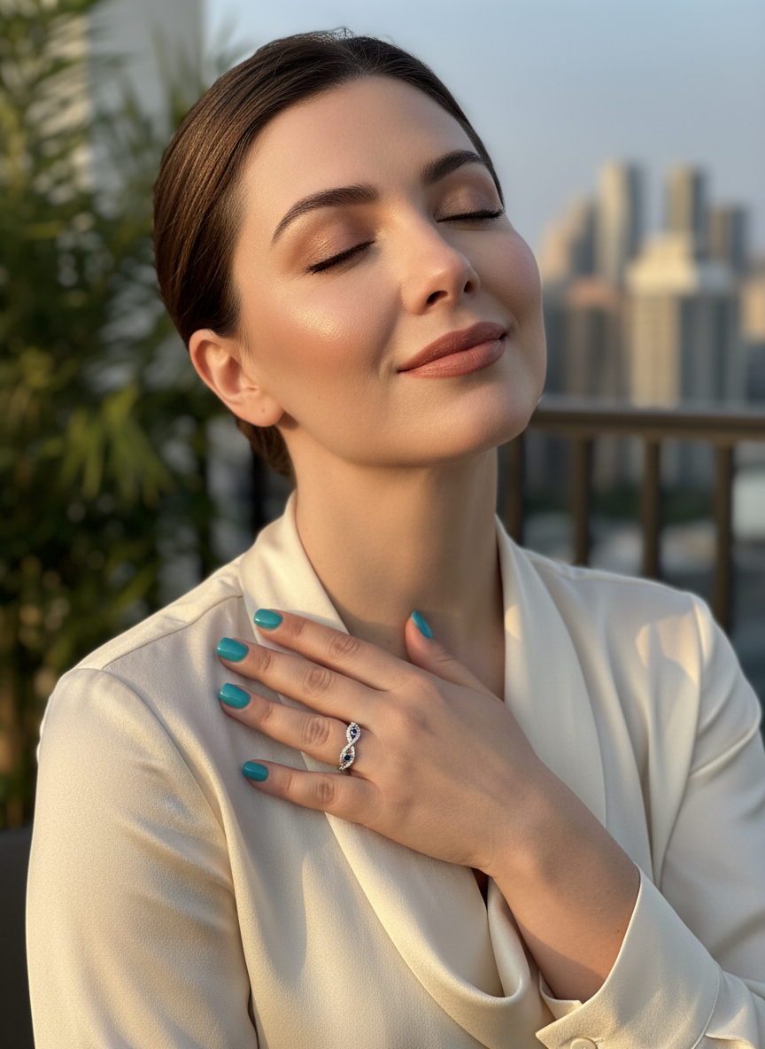 White Gold Over Sterling Silver Womens Cz Evil Eye Eternity Ring  5mm