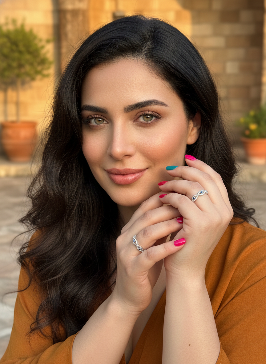 White Gold Over Sterling Silver Womens Cz Evil Eye Eternity Ring  5mm